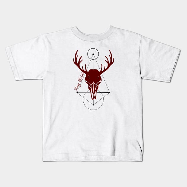 "Stay Wild" Deer Skull Geometric Design Kids T-Shirt by MillerDesigns